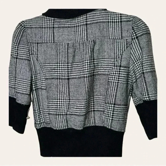 Women’s BEVERLY HILLS FULL ZIP JACKET SHORT SLEEVE SIZE SMALL PLAID‎ BLACK/WHITE - Picture 8 of 8